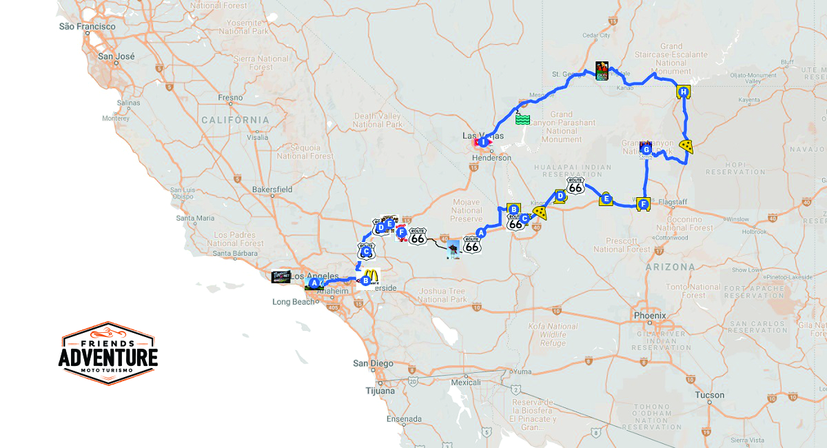 Uma exelente opção para quem não dispõe de muito tempo. No Tour Route 66 Express você irá rodar pela parte histórica e lendária da Mother One