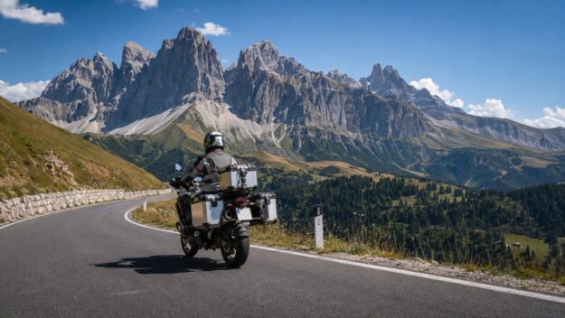 Primeira viagem de moto para o exterior em estrada de montanha